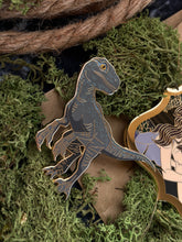 Load image into Gallery viewer, Blue Velociraptor Enamel Pin
