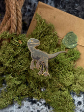 Load image into Gallery viewer, Blue Velociraptor Enamel Pin
