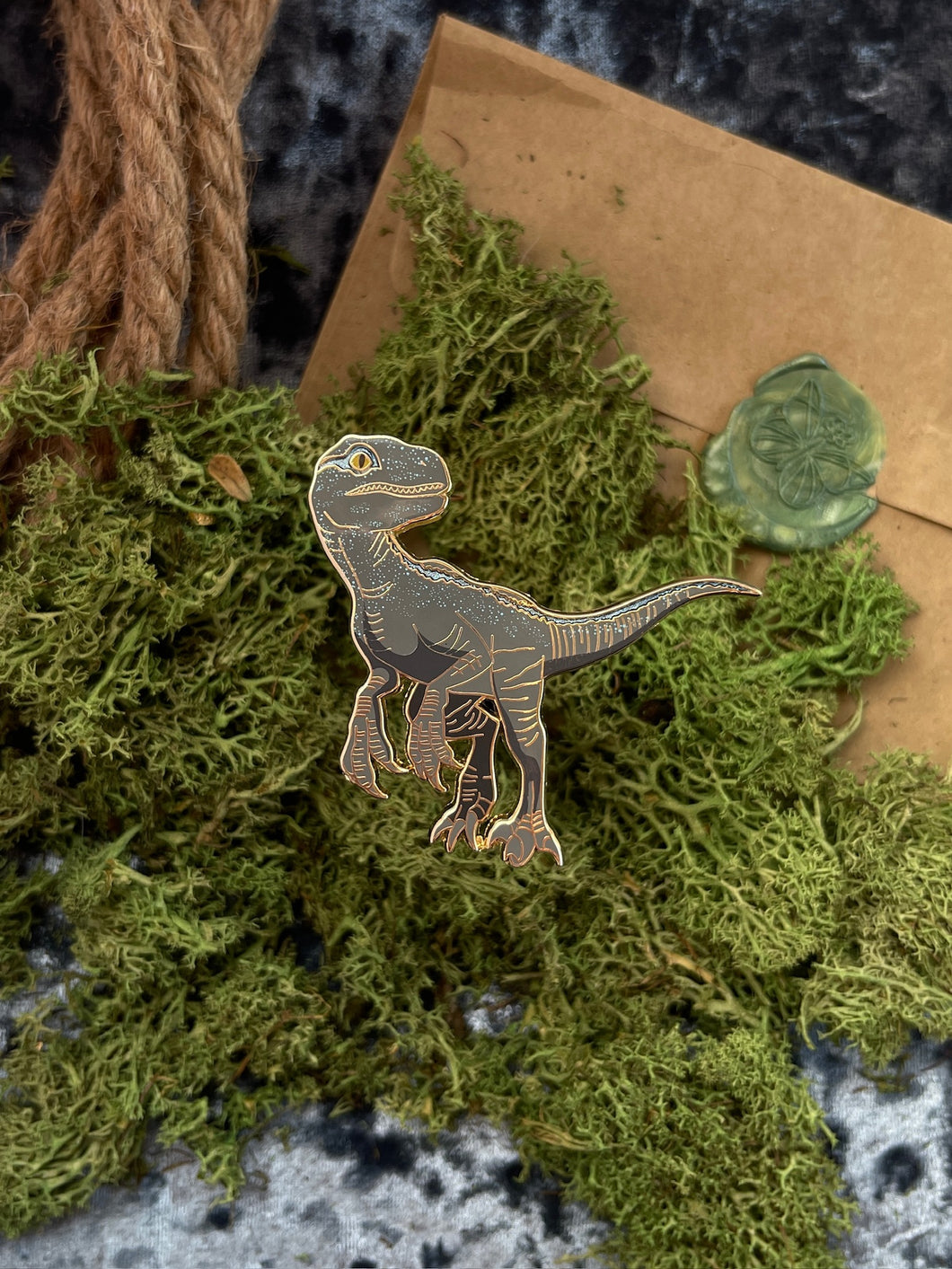 Blue Velociraptor Enamel Pin